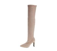 Générique Bottes Femmes Sexy Cuir Hiver Le Genou Chaussures Femme Cuissarde Talon Aiguille Haut Discothèque Boot Sexy Mode Antidérapantes Rétro Sur Les Bottes Au Genou Party Prom Talons