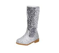 Générique Bottes Fille Bout Pointu Comfortable Warm Lined Casual Shoes Sports Shoes Outdoor Children Baby Fille Argent Bottes (Silver, 35 Big Kids)
