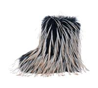 Générique Bottes fourrées pour femmes, bottines épaisses plateforme avec peluche, bottes d'hiver mi mollet pour femmes Sandales Plates (Yellow, 41)