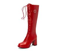 Générique Bottes Gothiques Femme Hautes à Talon 8cm Bottes de Combat Lacées Plateforme Chaussures Cosplay Motard Cuir PU Bout Rond Style Punk Vintage