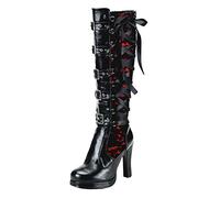 Générique Bottes Gothiques Femmes en Cuir avec Arcs et Plateforme pour Cosplay et Mode Attachées Genou (Red, 39)