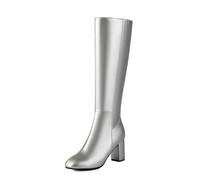 Générique Bottes Haute Femme Cuissardes Elastique Longues Boot de Hiver Chaussures Cuir Talon Bloc Bottes mi-Mollet Bottines à Talons Bloc