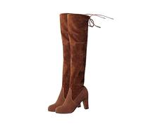 Générique Bottes Hautes Femmes Genoux Botte Longue Bout Pointu Vernis Zip Chaud Winter Bootie Thigh High Stiletto Sexy Femmes Talon Bloc Etendue Longue Au-Dessus Du Genou Western Bottes d'hiver