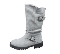 Générique Bottes Hiver Femme ImperméAble,Bottines Mi-Mollet en Daim ModèLe à Enfiler avec Bride Ajustable pour Un Confort Optimal Et Une Chaleur Hivernale (Light Gray 43)