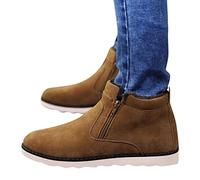 Générique Bottes Homme Hiver Fourré, Mode Hiver Hommes Bottes Neige Bout Rond Fond Plat antidérapant imperméable côté Fermeture éclair Daim Peluche Chaud