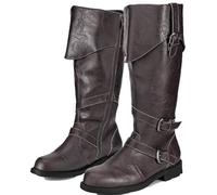Générique Bottes Médiévales pour Hommes Bottes en Cuir PU de Chevalier Gothiques Couvre Renaissance Vintage pour Halloween Chevalier Mousquetaire Cosplay