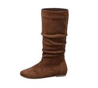 Générique Bottes mi-Mollet Femme en avec Fermeture latérale Chaussures Plates décontractées pour Usage Quotidien modèles Pratiques à Enfiler Style Sobre et élégant pour Toutes Saisons (Coffee, 37)