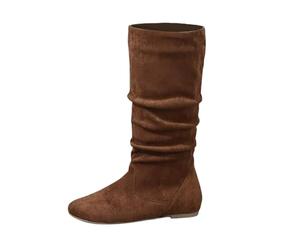 Générique Bottes mi-Mollet Femme en avec Fermeture latérale Chaussures Plates décontractées pour Usage Quotidien modèles Pratiques à Enfiler Style Sobre et élégant pour Toutes Saisons (Coffee, 38)