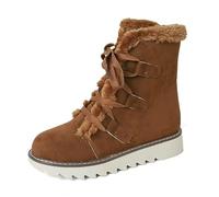 Générique Bottes mi-Mollet pour Femme Chaussures d'hiver Chaudes et Confortables avec laçage Ajustable et Doublure Polaire pour Un Style décontracté élégant (Brown, 41)