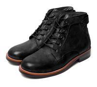 Générique Bottes Moto Rétro Homme - Bottines Biker en Cuir Marron Patiné Vintage, Bottes de Travail Robustes et Style Combat à Lacets pour Jeans(Black,46 EU)