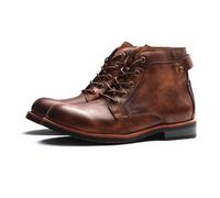 Générique Bottes Moto Rétro Homme - Bottines Biker en Cuir Marron Patiné Vintage, Bottes de Travail Robustes et Style Combat à Lacets pour Jeans(Brown,38 EU)