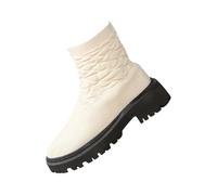 Générique Bottes Plateforme Mi-Mollet pour Femme Bout Rond Bottine Plateforme Antidérapante Botte Mollets Fins Boot Décontracté Couleur Unie Chaussure Outdoor Bottine Footwear Santiags Femme Mi Haute