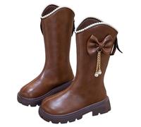 Générique Bottes Pour Enfants Antidérapant Confort Hiver Bottines Chaudes D'Équitation Mi-Mollet Boots Noir Fille Chaussures D'Hiver Botte Enfant Garcon De Trekking Outdoor (Brun,27)
