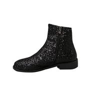 Générique Bottes pour femme basses Fermeture éclair latérale Glossy Femmes Boot Confortable Imperméables Souple Elégantes Bottines femme Chaudes Vintage classiques Femelles Botte cuir véritable