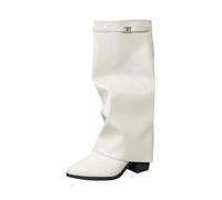 Générique Bottes pour femme Hautes Genoux plates Cuir Verni bottines pour femmes loisirs à talon carré classiques Femme Bottine classiques cuir véritable Automne Hiver Femmes Botte Souple Elégantes