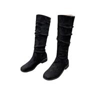 Générique Bottes pour femme Mi-Mollet plates daim Rond Femme Botte Chaudes Automne Hiver Casual Bottines pour femmes Souple Elégantes Tige large classiques Mode Moderne Imperméables