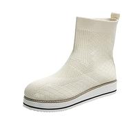 Générique Bottes Vintage à Fond Plat Bottes et Bottines Femme Plateforme Élégant Bottines Boots de Trekking Outdoor Botte Confortables Résistantes et Légères Automne Hiver Mode Casual Chaussures