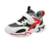 Générique Botteur De Butin And Winter Leather And Cotton Warm Adjustable Shoelaces Casual Sports Shoes For Middle And Large Children Vêtements Raiders (Red, 35 Big Kids)