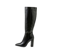 Générique Bottillon Femme grossiers Hautes À Talons pointu Cuir Verni Femmes Boots Casual Moderne Confortable Elégantes Bottes pour femme rétro Cowboy Imperméables Automne Hiver Couleur unie Mode