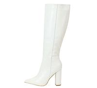 Générique Bottillon Femme grossiers Hautes À Talons pointu Cuir Verni Femmes Boots Casual Moderne Confortable Elégantes Bottes pour femme rétro Cowboy Imperméables Automne Hiver Couleur unie Mode