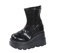 Générique Bottillons Femme épais Talon Rond Courte Femmes Bottes Casual Chaudes Cowboy Moderne Femme Bottine Elégantes Souple Imperméables Femelles Bottillon Automne Hiver classiques