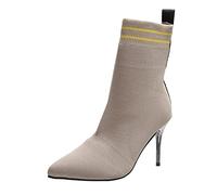 Générique Bottillons Femme Hautes À Talons fins pointu Femelles Bottillon Chaudes Imperméables Confortable rétro Femme Botte Elégantes Souple Bottes Femelles Couleur unie Moderne Mode