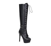 Générique Bottillons Femme Hautes À Talons Lacets Bottes Femelles Imperméables Souple Elégantes Chaudes bottines pour femmes cuir véritable Automne Hiver Fashion Femelles Bottillon Casual