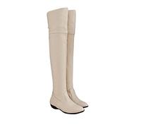 Générique Bottillons Femme Hautes Genoux plates pointu Femmes Bottes Chaudes Souple cuir véritable Femmes Bottes Confortable Imperméables Moderne Bottines femme Automne Hiver Couleur unie