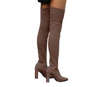 Générique Bottillons Femme stretch Hautes Genoux Hautes À Talons Bottes Femelles Souple Confortable loisirs Automne Hiver Femme Boots Twill Couleur unie Mode Femelles Botte Chaudes pointu