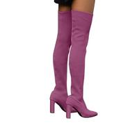 Générique Bottillons Femme stretch Hautes Genoux Hautes À Talons Bottes Femelles Souple Confortable loisirs Automne Hiver Femme Boots Twill Couleur unie Mode Femelles Botte Chaudes pointu