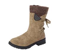 Générique Bottine Femme Botte de Pluie Mi-Mollet avec Fermeture Eclair Hiver Chaussures Femmes Semi-Hautes Chelsea Bottes Confortable Bottes à Lacets avec Talon Large et Doublure Chaude 35-43