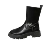 Générique Bottine Femme Couleur Unie avec Boucle Décorative Bottes Femme Mode avec Semelle Épaisse Botte Courtes Décontractées à Enfiler Bottines Confortable et Chaud Automne Hiver pour Extérieur