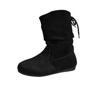Générique Bottine Femme Cuir, Bottines Fermeture Éclair Latérale Classique Avec Sangle De Boucle, Bout Rond Plate-Forme, Talon Bas Et Épais Confortable À Enfiler La Mode Bottes Noir 38