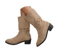 Générique Bottine Femme Cuir Modeuse Bottes De Sécurité Confortable Bottes De Sécurité Slip-on en Faux Bout en Acier Chelsea Safety Chaussures Chic Hiver Comfort Talon épais Motardes