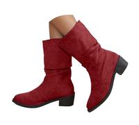 Générique Bottine Femme Cuir Modeuse Bottes De Sécurité Confortable Bottes De Sécurité Slip-on en Faux Bout en Acier Chelsea Safety Chaussures Chic Hiver Comfort Talon épais Motardes