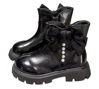 Générique Bottine Fille Courte Confortable,Bottines Avec Fermeture Éclair Latérale Chaussures À Sole Souple Bottes Côté De Chasse Moon Boots Baskets Pour Enfants (Le noir,33)