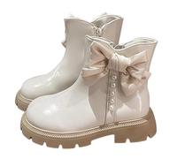 Générique Bottine Fille Courte Confortable,Bottines Avec Fermeture Éclair Latérale Chaussures À Sole Souple Bottes Côté De Chasse Moon Boots Baskets Pour Enfants (Beige,32)