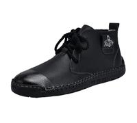 Générique Bottine Homme Montante À Lacets Coutures Faites à la Main Couleur Unie Style Rétro en PU Souple Semelle Légère Chaussures Homme Antidérapants pour Les Sorties Les D’Automne
