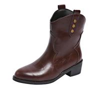 Générique Bottine ImperméAble Moyen Talon RéTro RéSistantes Boots EléGante Confortable Bottillons AntidéRapantes Doublure Chaude Hauteur Cheville Bottes Hiver Bout Rond Voyages Bottine