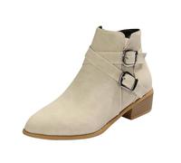 Générique Bottine ImperméAble Talons Bas RéTro RéSistantes Boots DéContractéE Confortable Bottillons AntidéRapantes Doublure Chaude Knee High Bottes Automne Bout Rond Travail Bottine