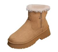 Générique Bottines à fourrure pour femmes, bottes de neige mi-mollet en laine épaisse et chaude