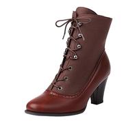 Générique Bottines à Lacets Femme Talon Haut Bottes Courtes Rétro Victorienne Renaissance Médiévale Chaussures Plateforme Chic Ankle Boots Patchwork Color-Block Escarpins Soirée Mariage Cocktail Fête