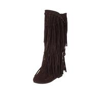 Générique Bottines À Talons Bas Femme Bottines De Neige Avec Fourrure À Talons Plats Boot Courte En Tissu Imperméable Chaussures Bottes Lacets Imperméables Pour Femme(Brown, 40)