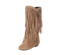 Générique Bottines À Talons Bas Femme Bottines De Neige Avec Fourrure À Talons Plats Boot Courte En Tissu Imperméable Chaussures Bottes Lacets Imperméables Pour Femme(Beige, 41)