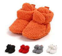 Générique Bottines Bébé Chausson Hiver Antiderapant Bottes Bebe Fourrés Chaussons Chaud Polaire Bebe Bottillons Petite Chaussure Naissance pour Bebe Fille Garçon 0-18 Mois (Orange, 12-18 Months)