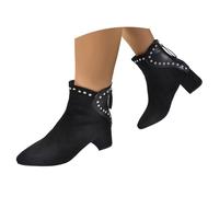 Générique Bottines bout pointu pour femmes, bottines talons épais rétro imprimé léopard pour femmes Bottes Caoutchouc Jardin (41)