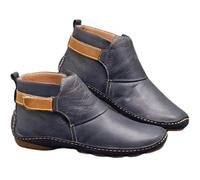Générique Bottines Chelsea élégantes pour femme - Avec talon élégant - En Cuir- Souple Bottines Plats - Bottes de travail basses - Couleur unie - Confortables - Bottes de loisirs