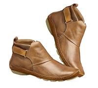 Générique Bottines Chelsea élégantes pour femme - Avec talon élégant - En Cuir- Souple Bottines Plats - Bottes de travail basses - Couleur unie - Confortables - Bottes de loisirs
