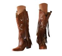 Générique Bottines Chelsea pour Femme avec Talon Bottes De Cowboy Vintage Marche Chaussures Occidentales Classiques Bout Rond Plate-Forme Talon Bas et épais Confortable à Enfiler à La Mode Bottes