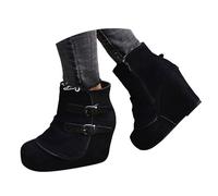 Générique Bottines courtes talons compensés et semelles épaisses pour femmes, bottines tendance décontractées en daim bout rond et la Chaussures Décontractées Pour Femmes Appartements Mocassins (39)